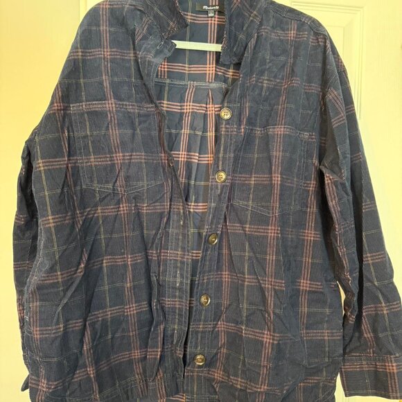 Madewell Corduroy Kentwood Oversized Plaid Shirt Jacket - Picture 2 of 3